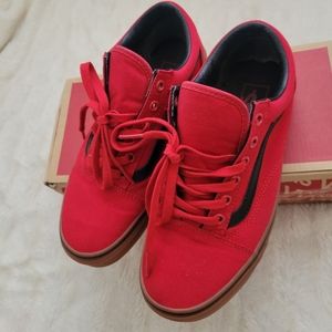 Red Old Skool Vans w/ Bubblegum sole (rare)